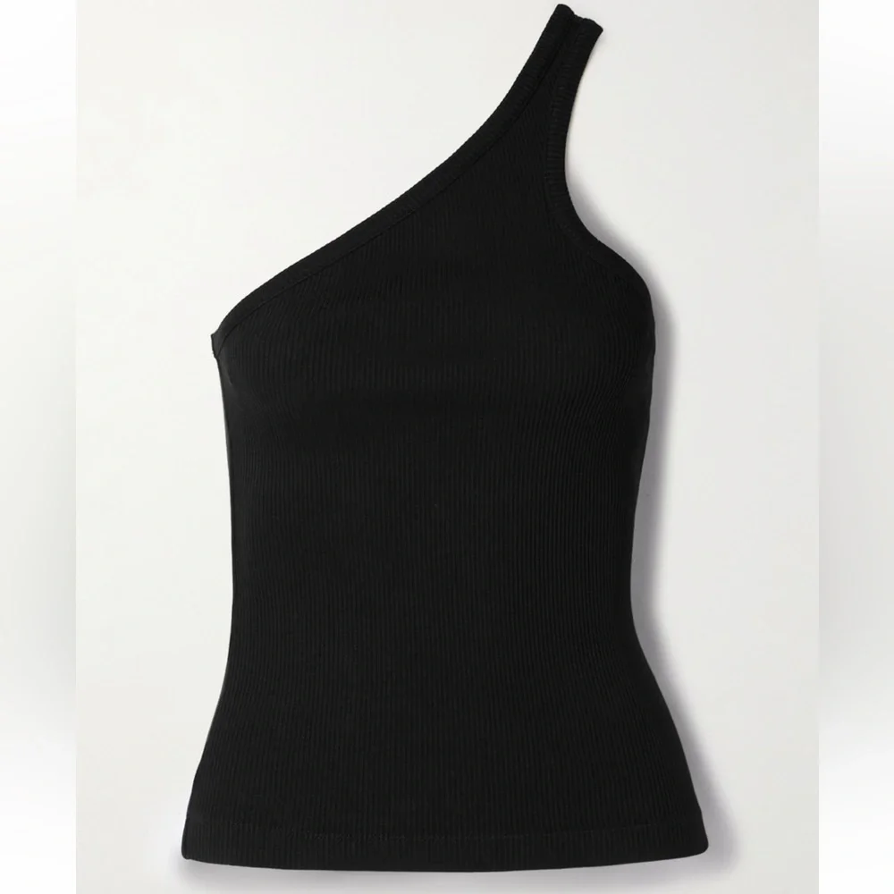 Agolde Verica One-Shoulder Ribbed Knit Top - Picture 1 of 7